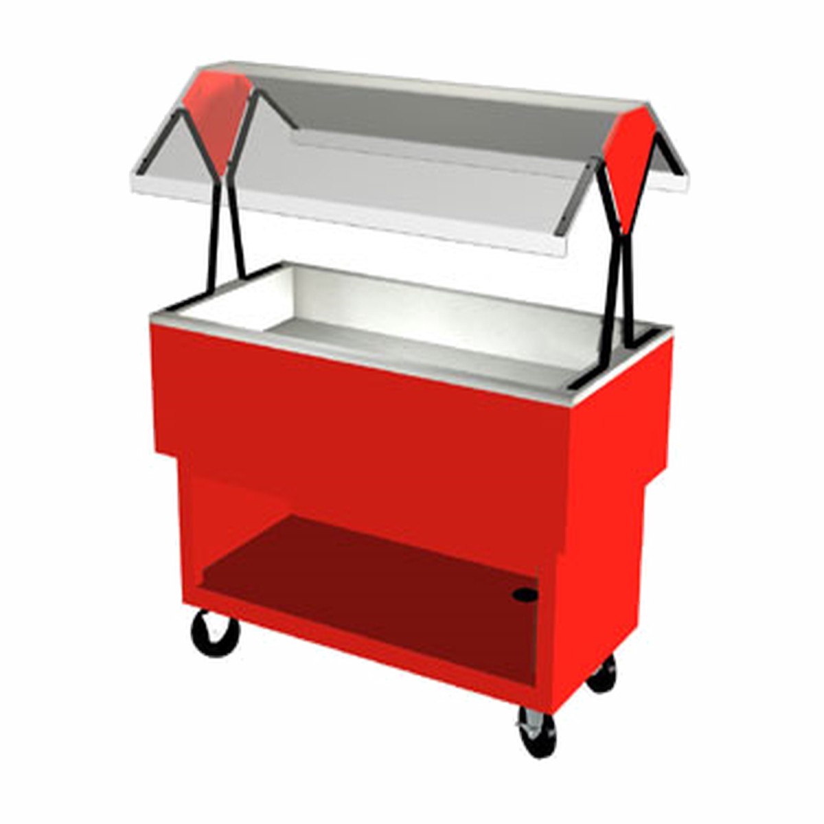 Duke OPAH-4-CP EconoMate Cold Food Portable Buffet, 58-3/8"W x 22-1/2"D base, (4) section 5" deep ice cooled stainless steel cold pan, 5" casters, NSF