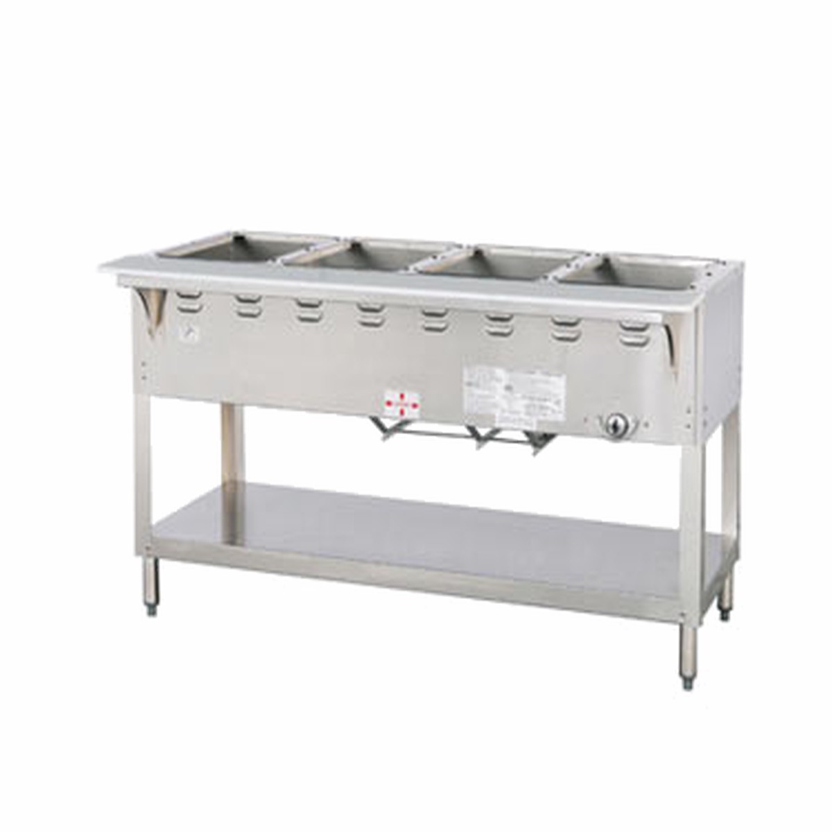 Duke WB304 Aerohot Steamtable Wet Bath Unit, 58-3/8"L, gas, (4) pan size open water bath with (1) 27,000 BTU burner with adjustable gas valve control & safety pilot, CSA STAR, UL EPH Class